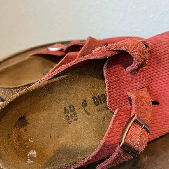 Birkenstock Sienna Red Suede Boston Corduroy Slide Clogs Shoes Women's Size 9 - Picture 9 of 11